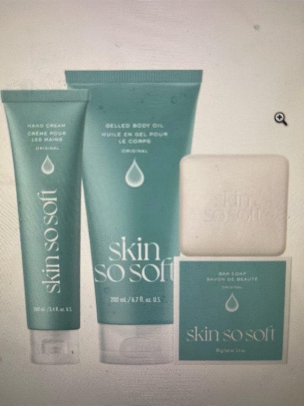 Avon Skin So Soft Bath Set - Aqua and White
